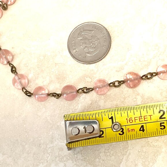 Cherry Quartz Bronze Link Adjustable Choker Necklace - Picture 12 of 14